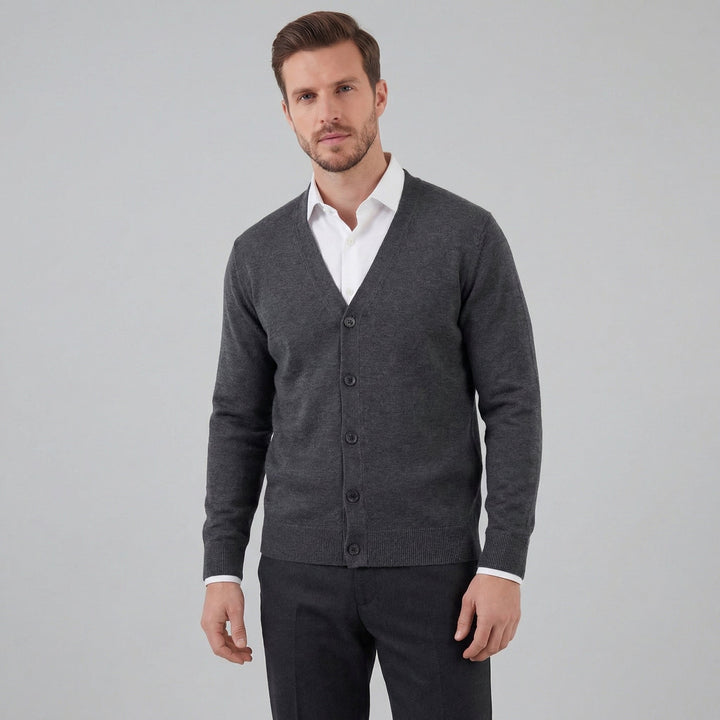 Ezra | Relaxed V-Neck Button Cardigan for Men's Knitwear
