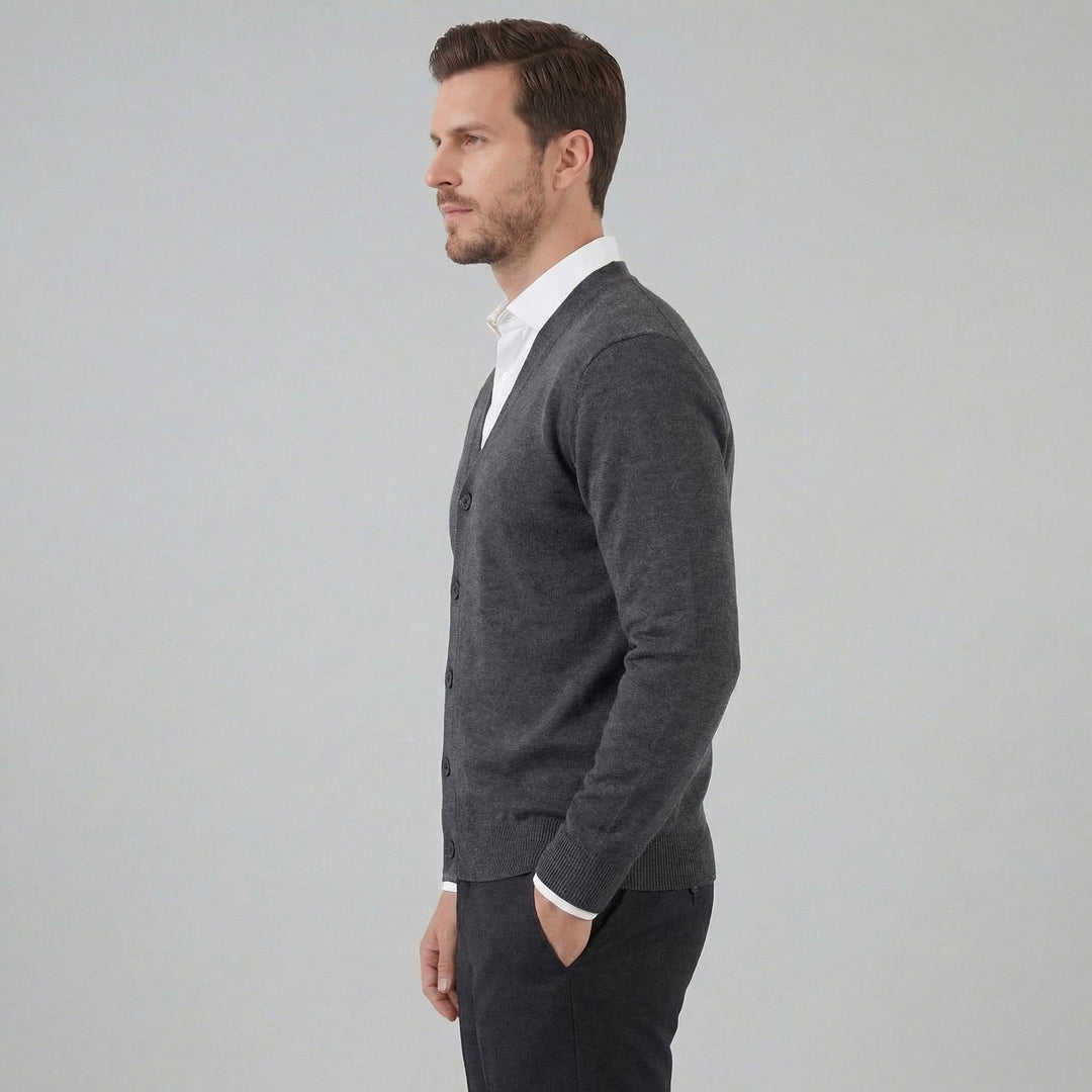 Ezra | Relaxed V-Neck Button Cardigan for Men's Knitwear
