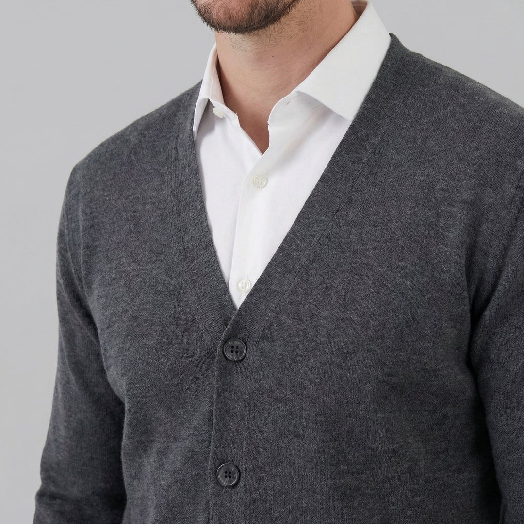 Ezra | Relaxed V-Neck Button Cardigan for Men's Knitwear