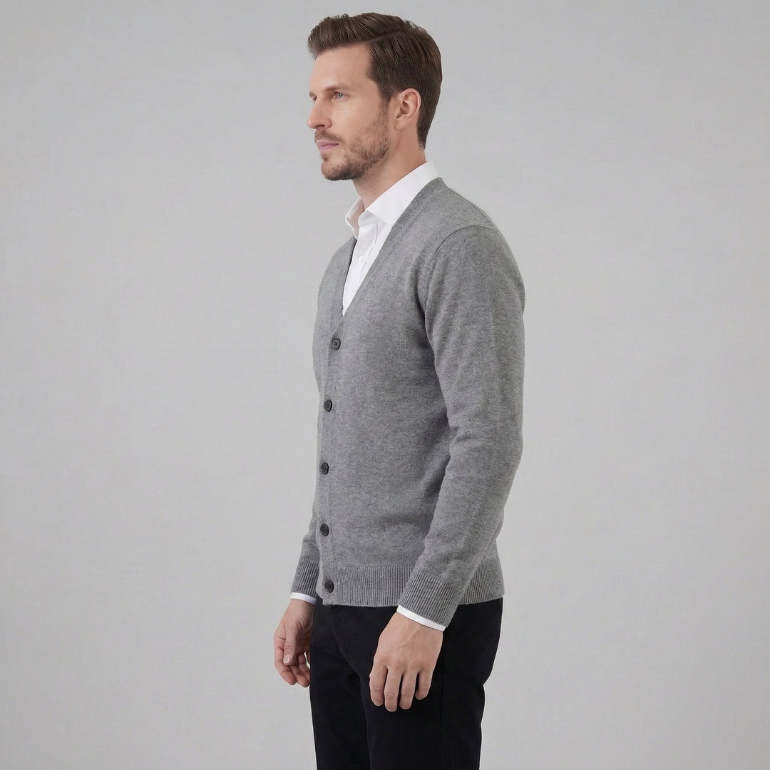 Ezra | Relaxed V-Neck Button Cardigan for Men's Knitwear