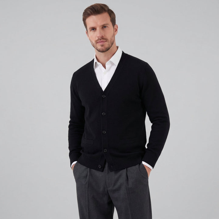 Ezra | Relaxed V-Neck Button Cardigan for Men's Knitwear