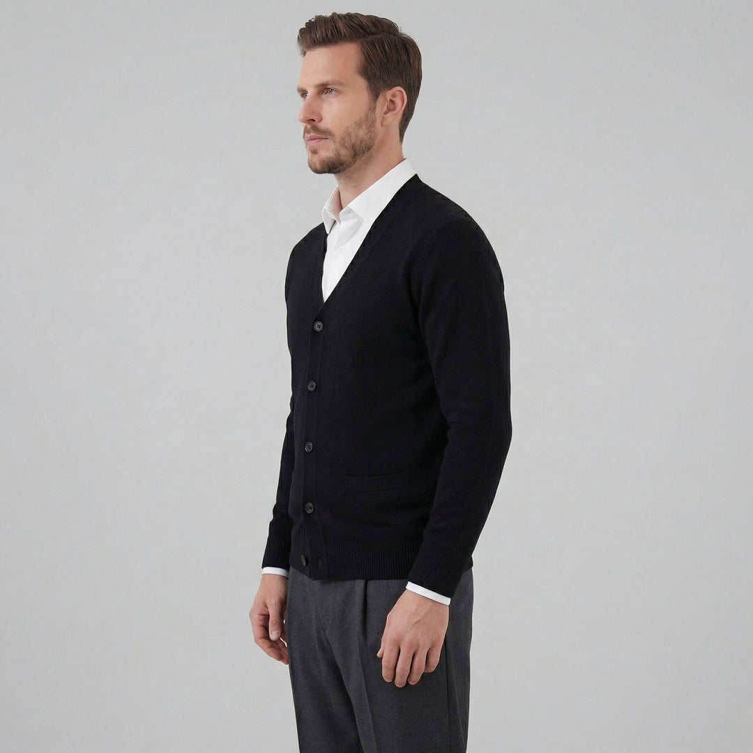 Ezra | Relaxed V-Neck Button Cardigan for Men's Knitwear