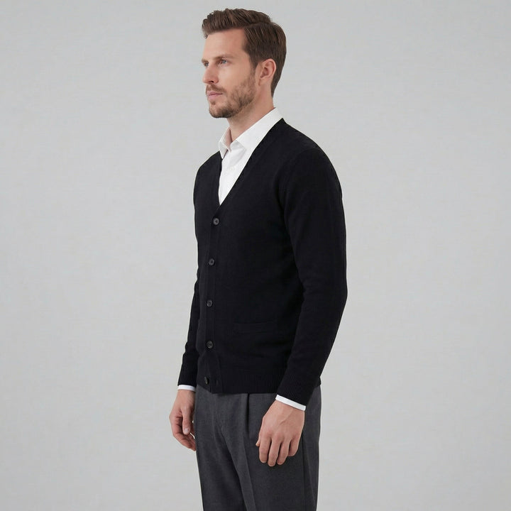 Ezra | Relaxed V-Neck Button Cardigan for Men's Knitwear