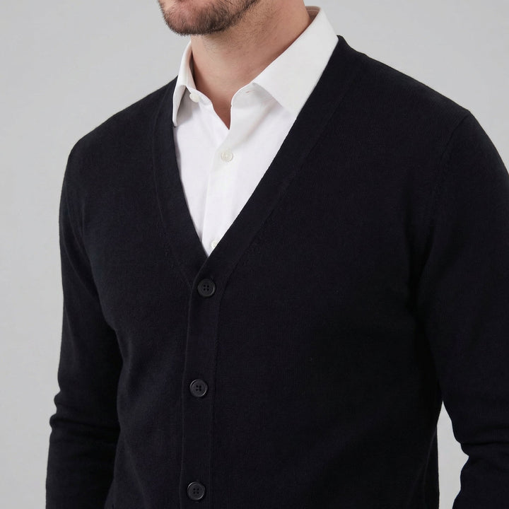 Ezra | Relaxed V-Neck Button Cardigan for Men's Knitwear