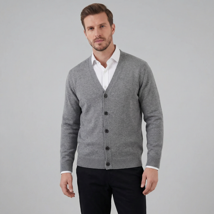 Ezra | Relaxed V-Neck Button Cardigan for Men's Knitwear