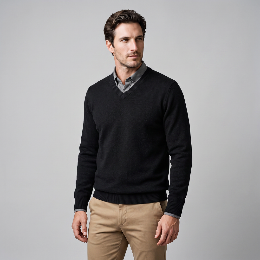 Gideon | Relaxed V-Neck Knit Sweater
