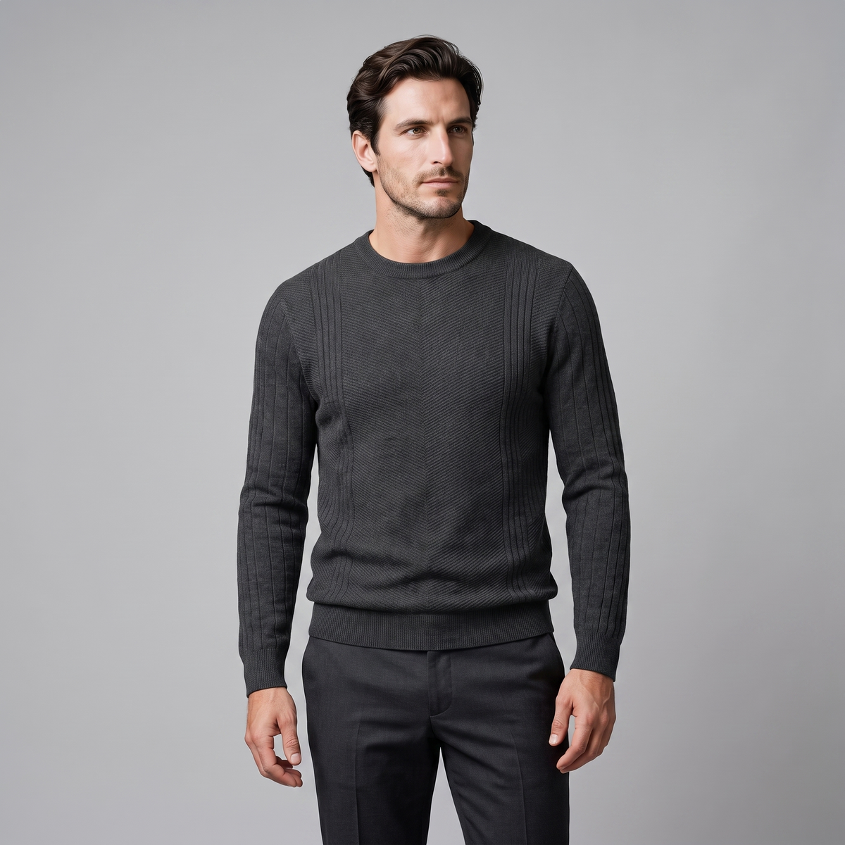 Grayson | Sharp Ribbed Crew Neck Jumper for Men