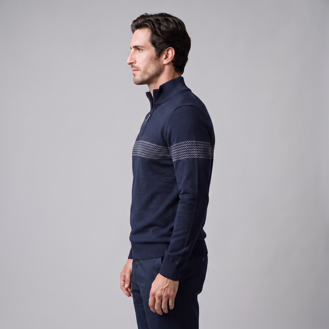Edmund | Sharp Striped Quarter-Zip Jumper for Men
