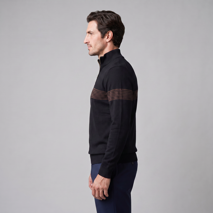 Edmund | Sharp Striped Quarter-Zip Jumper for Men