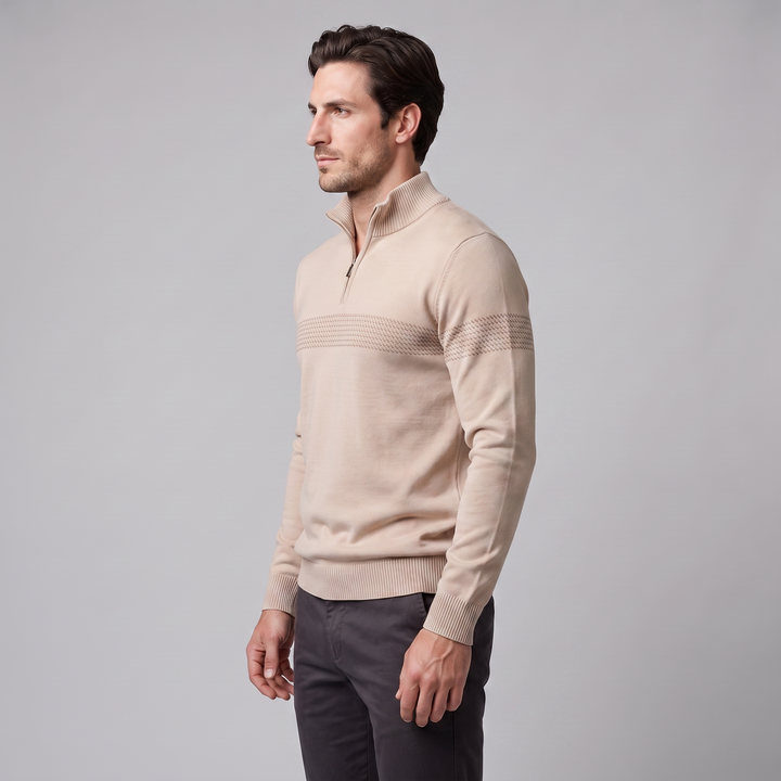 Edmund | Sharp Striped Quarter-Zip Jumper for Men