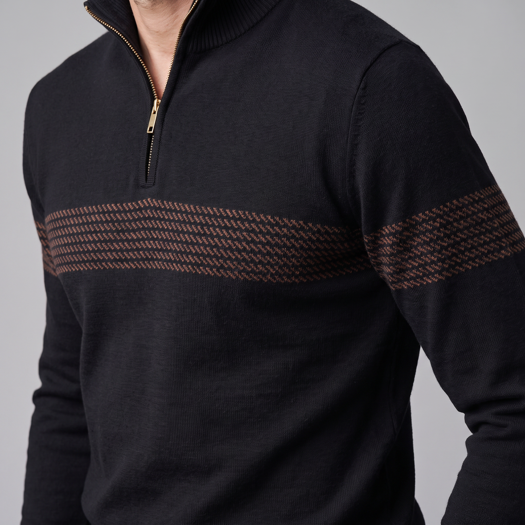 Edmund | Sharp Striped Quarter-Zip Jumper for Men
