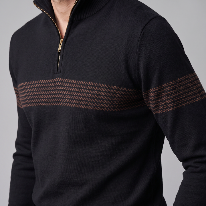 Edmund | Sharp Striped Quarter-Zip Jumper for Men