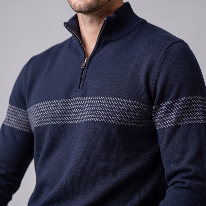 Edmund | Sharp Striped Quarter-Zip Jumper for Men