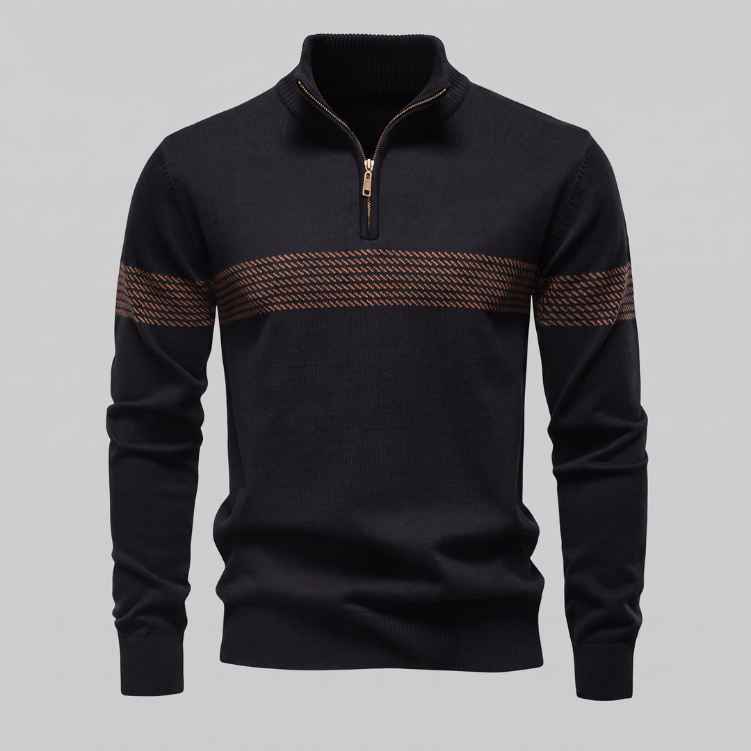 Edmund | Sharp Striped Quarter-Zip Jumper for Men