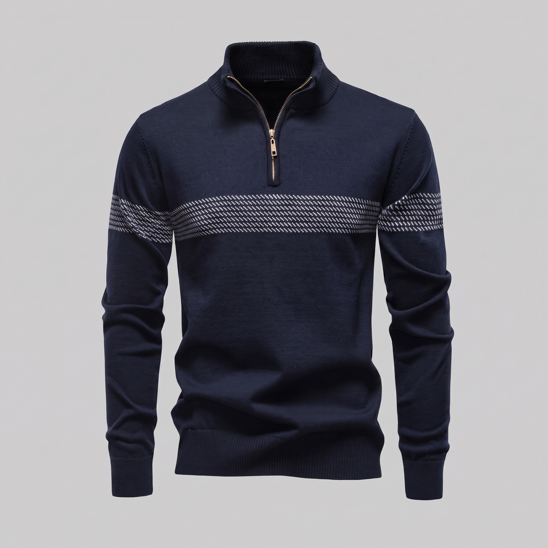 Edmund | Sharp Striped Quarter-Zip Jumper for Men