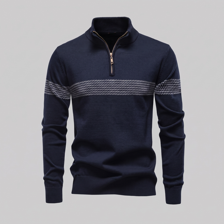 Edmund | Sharp Striped Quarter-Zip Jumper for Men