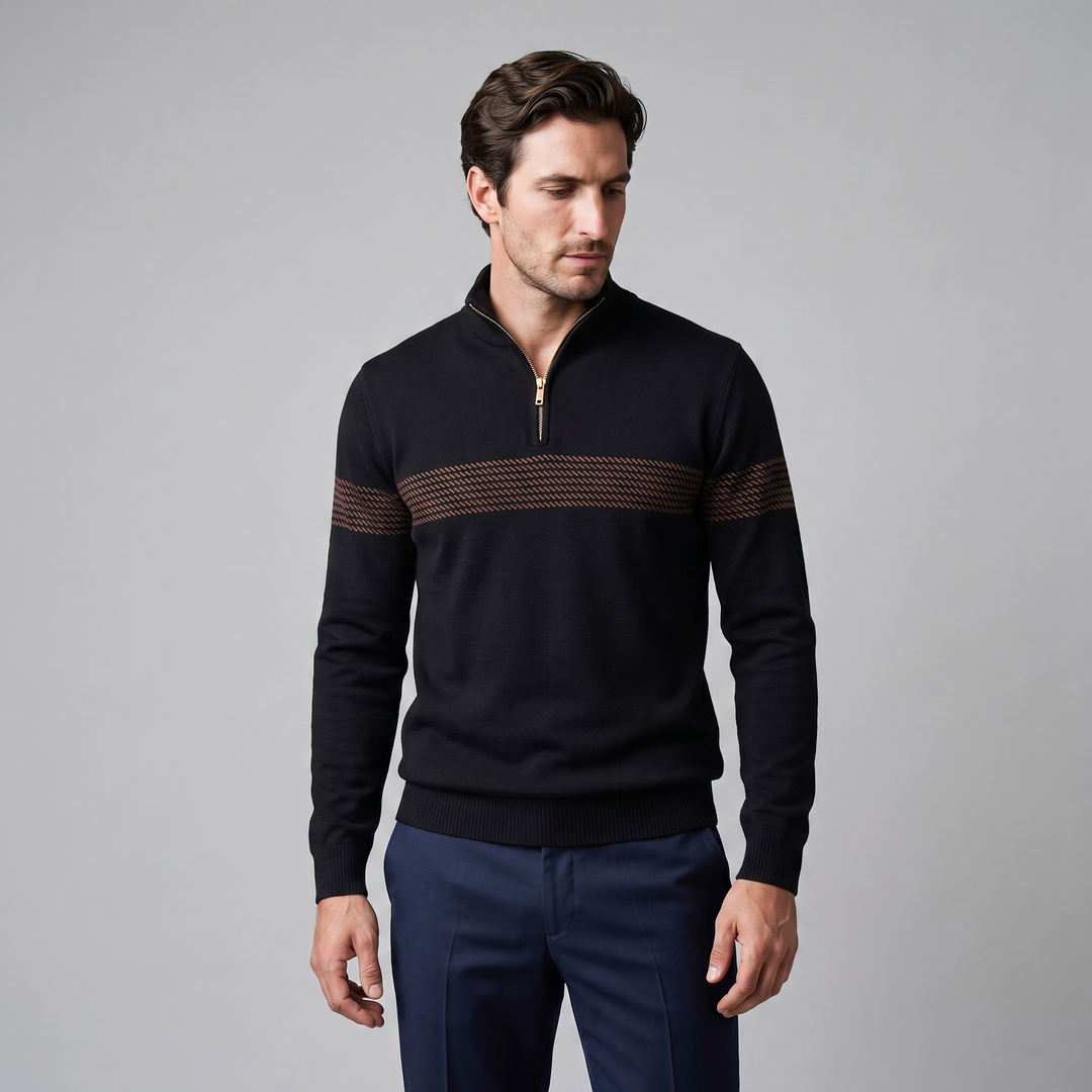 Edmund | Sharp Striped Quarter-Zip Jumper for Men