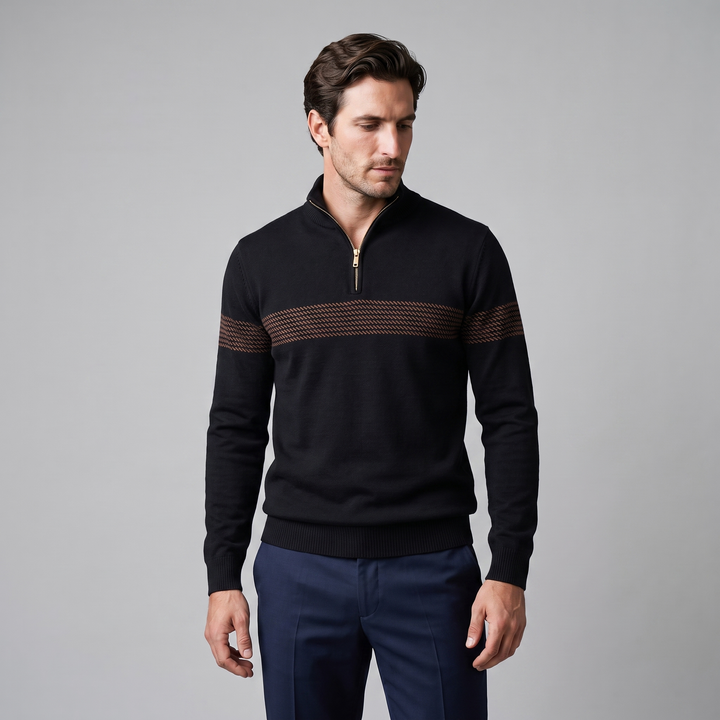 Edmund | Sharp Striped Quarter-Zip Jumper for Men