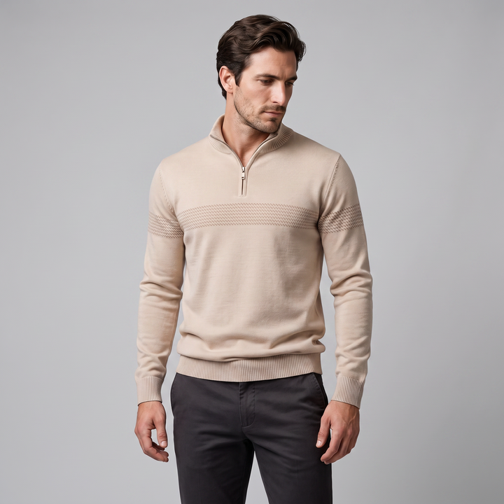 Edmund | Sharp Striped Quarter-Zip Jumper for Men