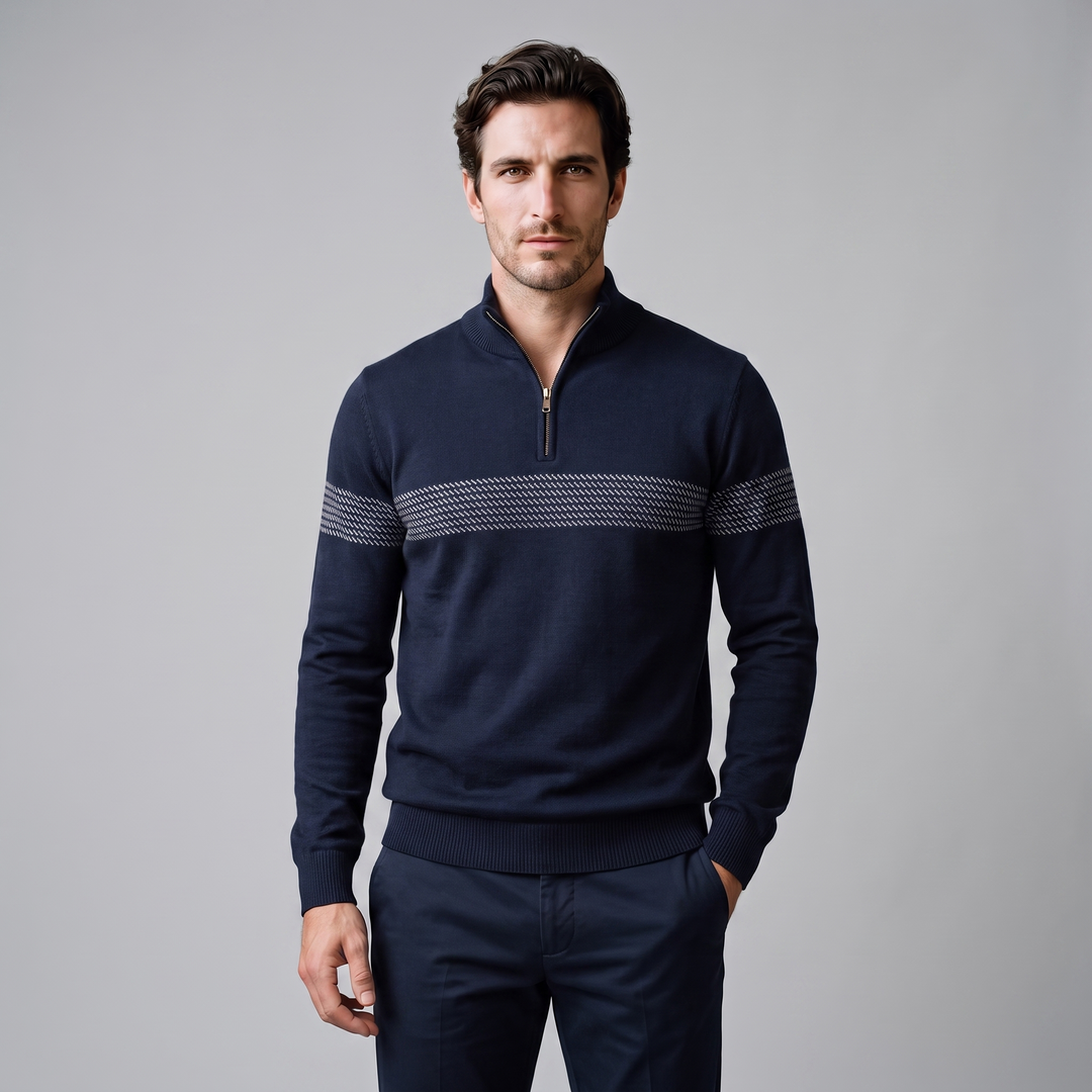 Edmund | Sharp Striped Quarter-Zip Jumper for Men