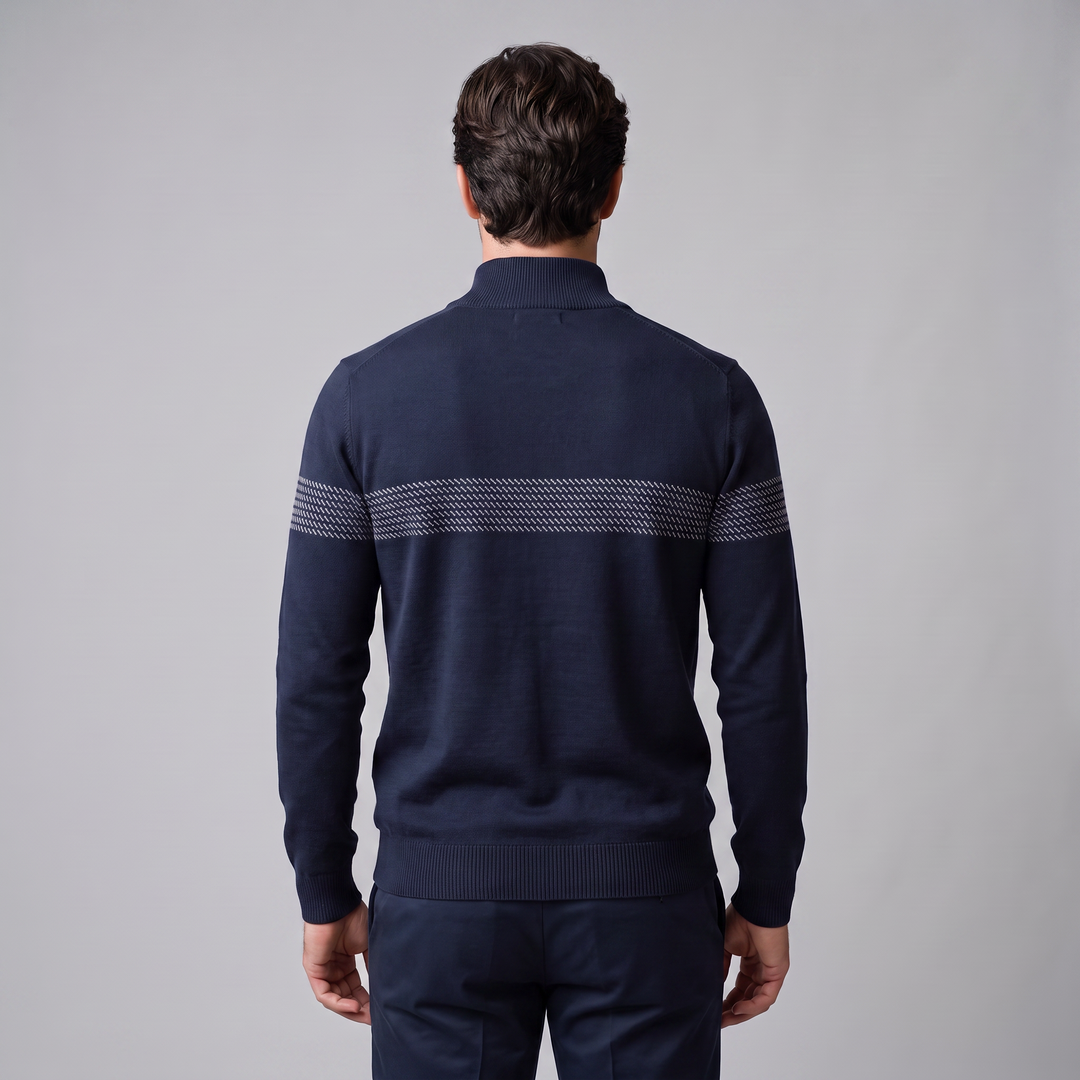 Edmund | Sharp Striped Quarter-Zip Jumper for Men