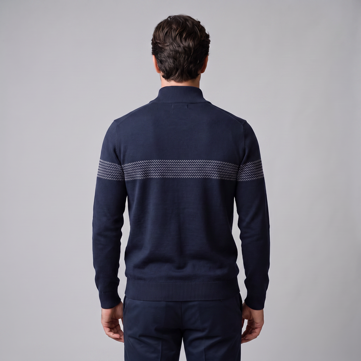 Edmund | Sharp Striped Quarter-Zip Jumper for Men