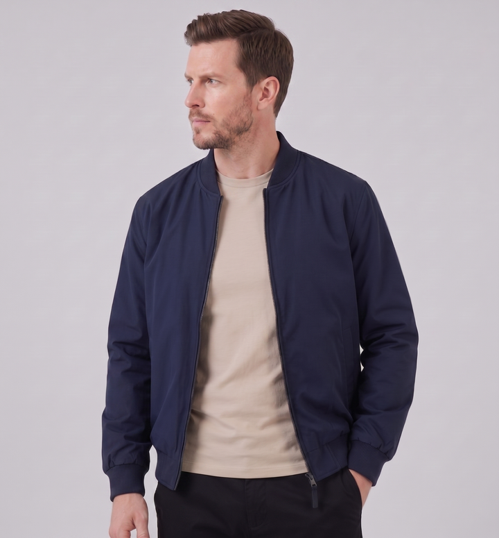 Archie | Classic Bomber Jacket with Ribbed Collar for Men