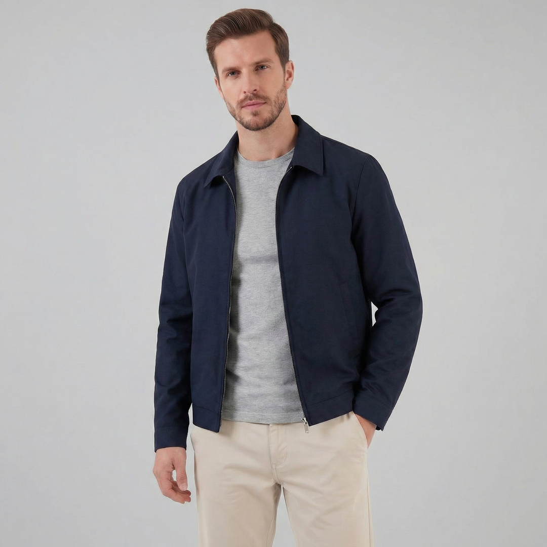 Theo | Sharp Slim Fit Collar Zip Jacket for Men