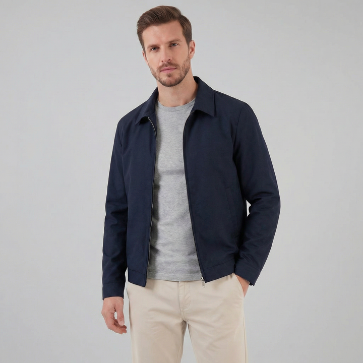 Theo | Sharp Slim Fit Collar Zip Jacket for Men