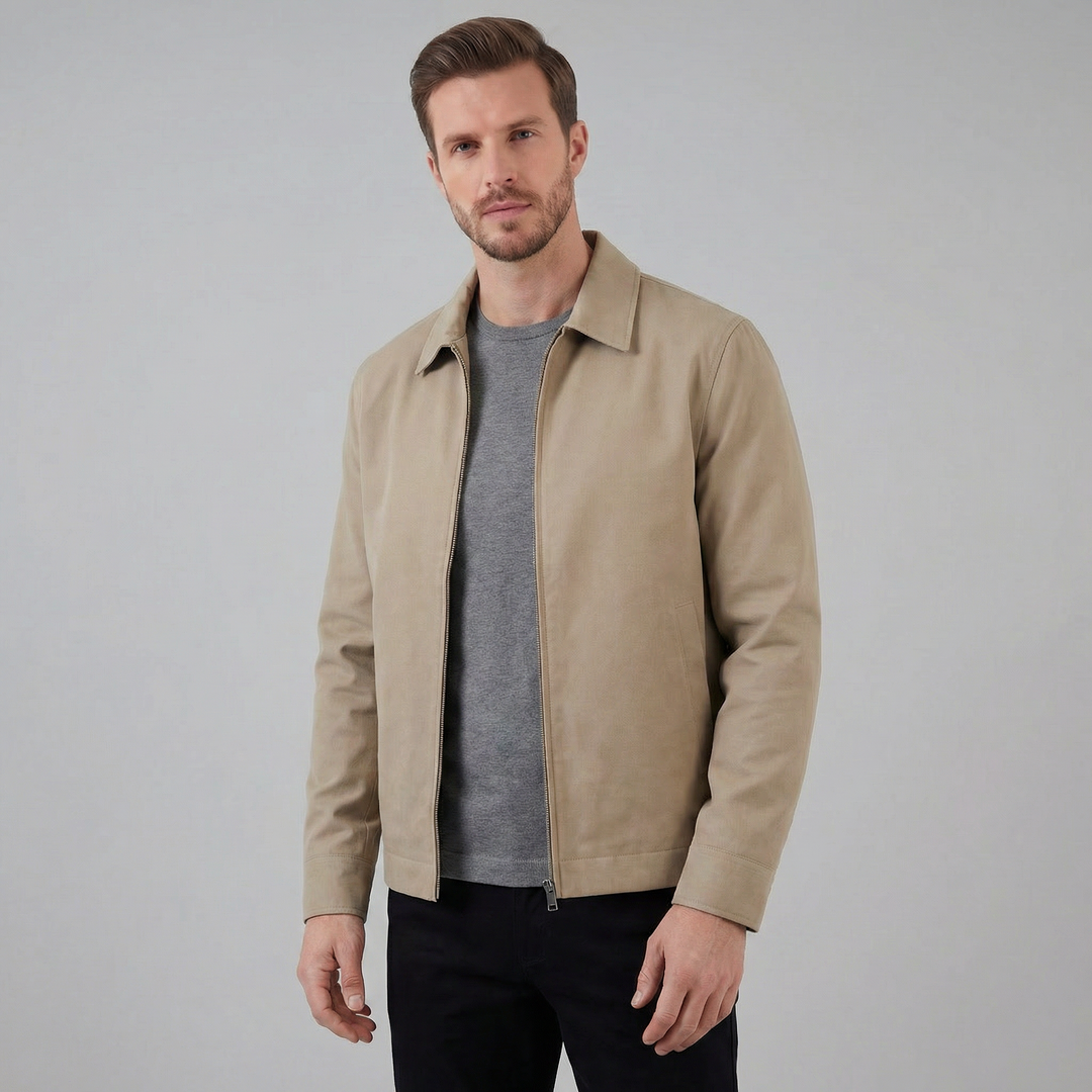 Theo | Sharp Slim Fit Collar Zip Jacket for Men