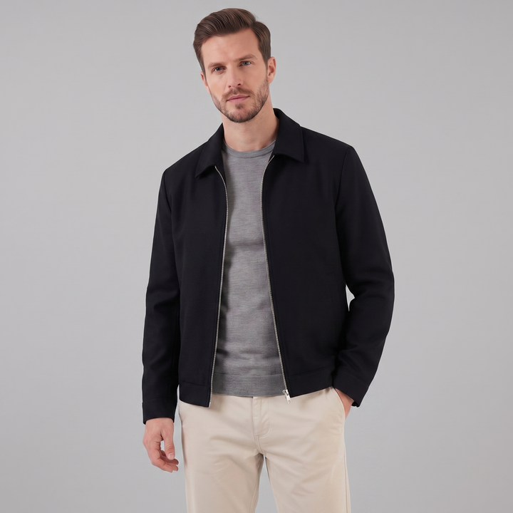 Theo | Sharp Slim Fit Collar Zip Jacket for Men