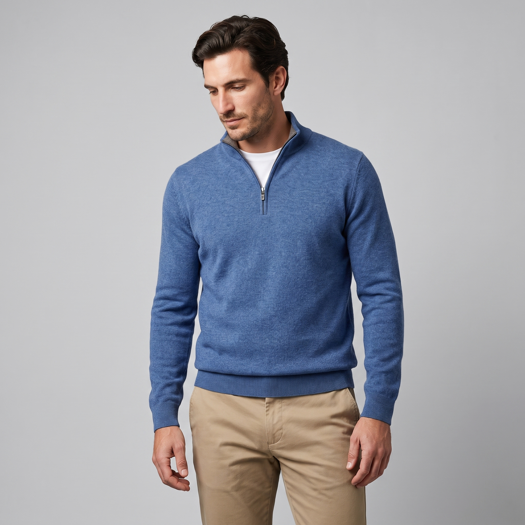 Lachlan | Relaxed Half Zip Jumper Knitted Sweater for Men