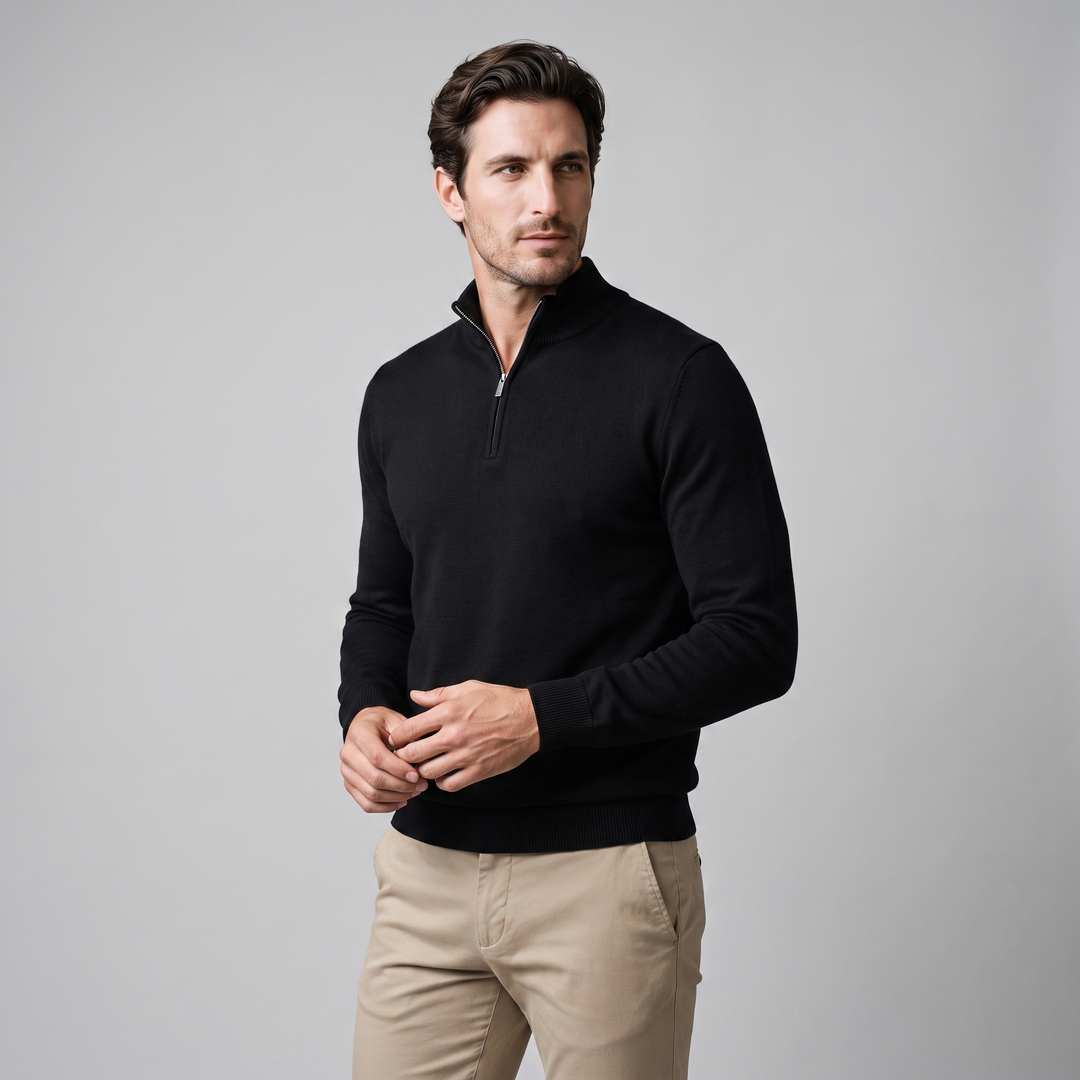Nolan | Warm Turtleneck Half Zip Sweater Funnel Neck