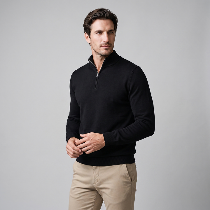 Nolan | Warm Turtleneck Half Zip Sweater Funnel Neck