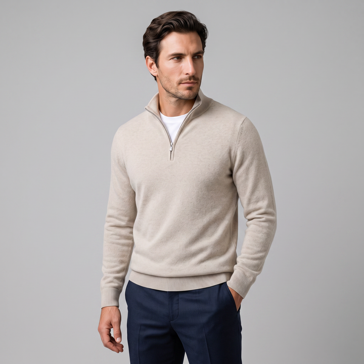 Lachlan | Relaxed Half Zip Jumper Knitted Sweater for Men