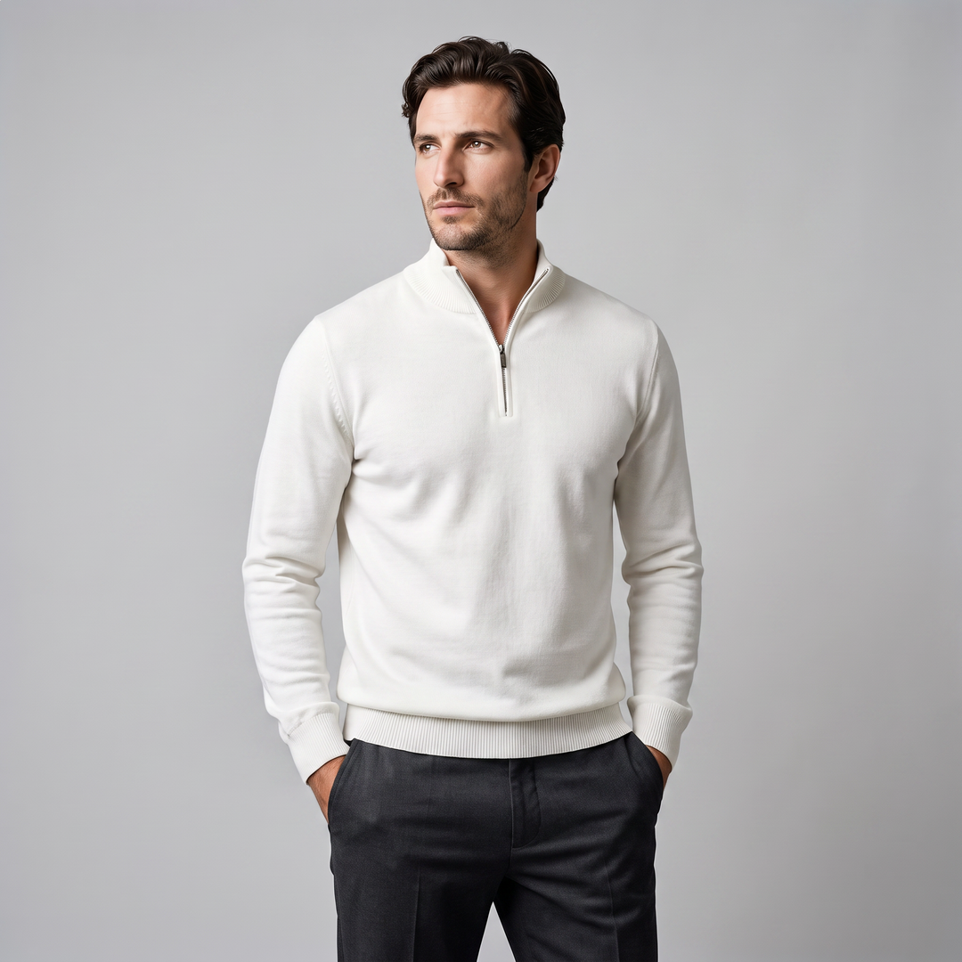 Nolan | Warm Turtleneck Half Zip Sweater Funnel Neck