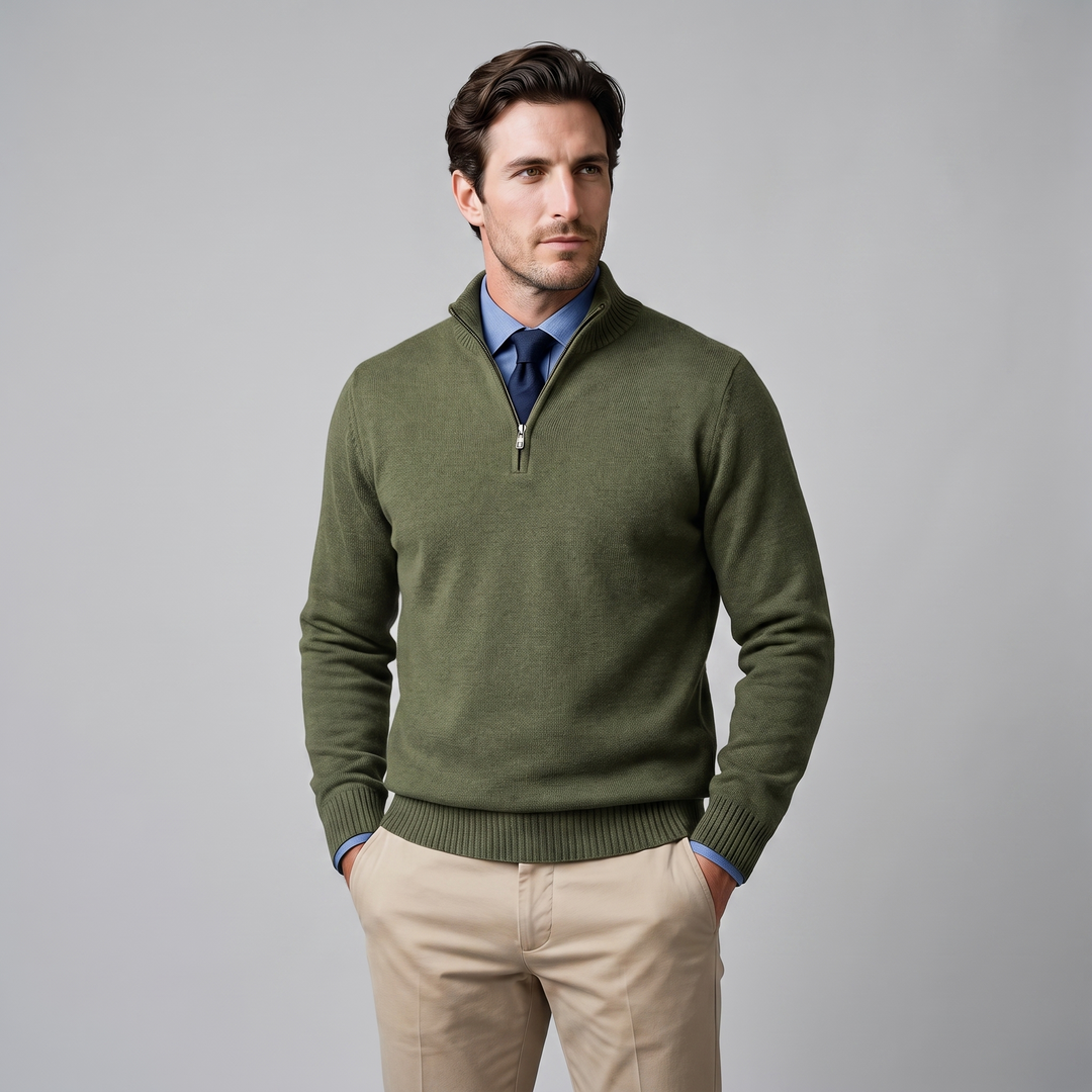 Dominic | Relaxed Cotton Half-Zip Sweater