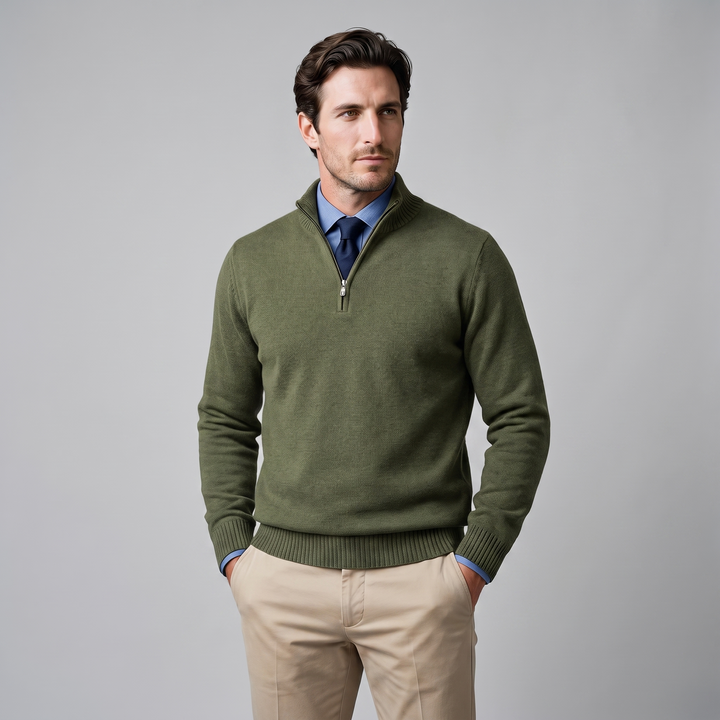 Dominic | Relaxed Cotton Half-Zip Sweater