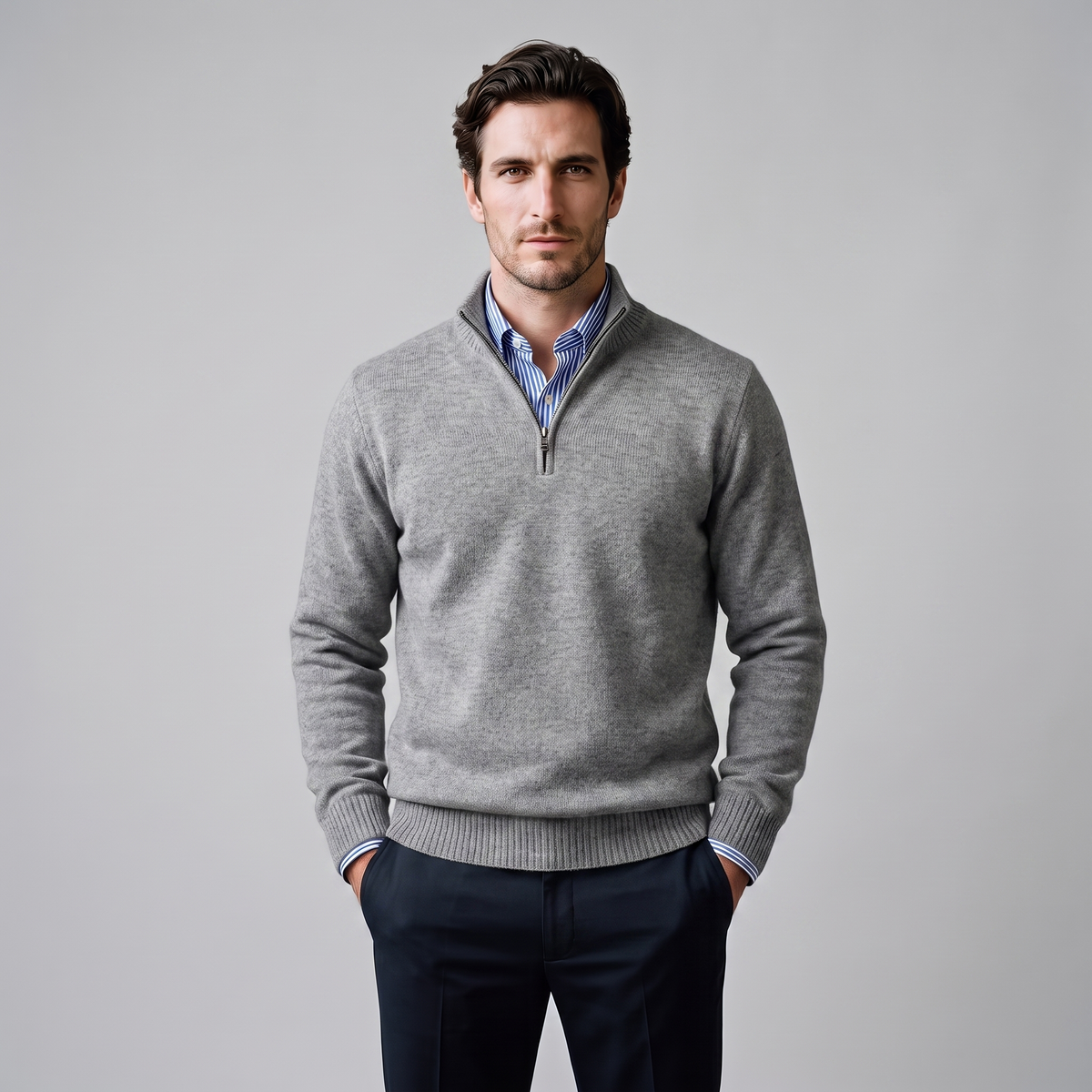 Dominic | Relaxed Cotton Half-Zip Sweater