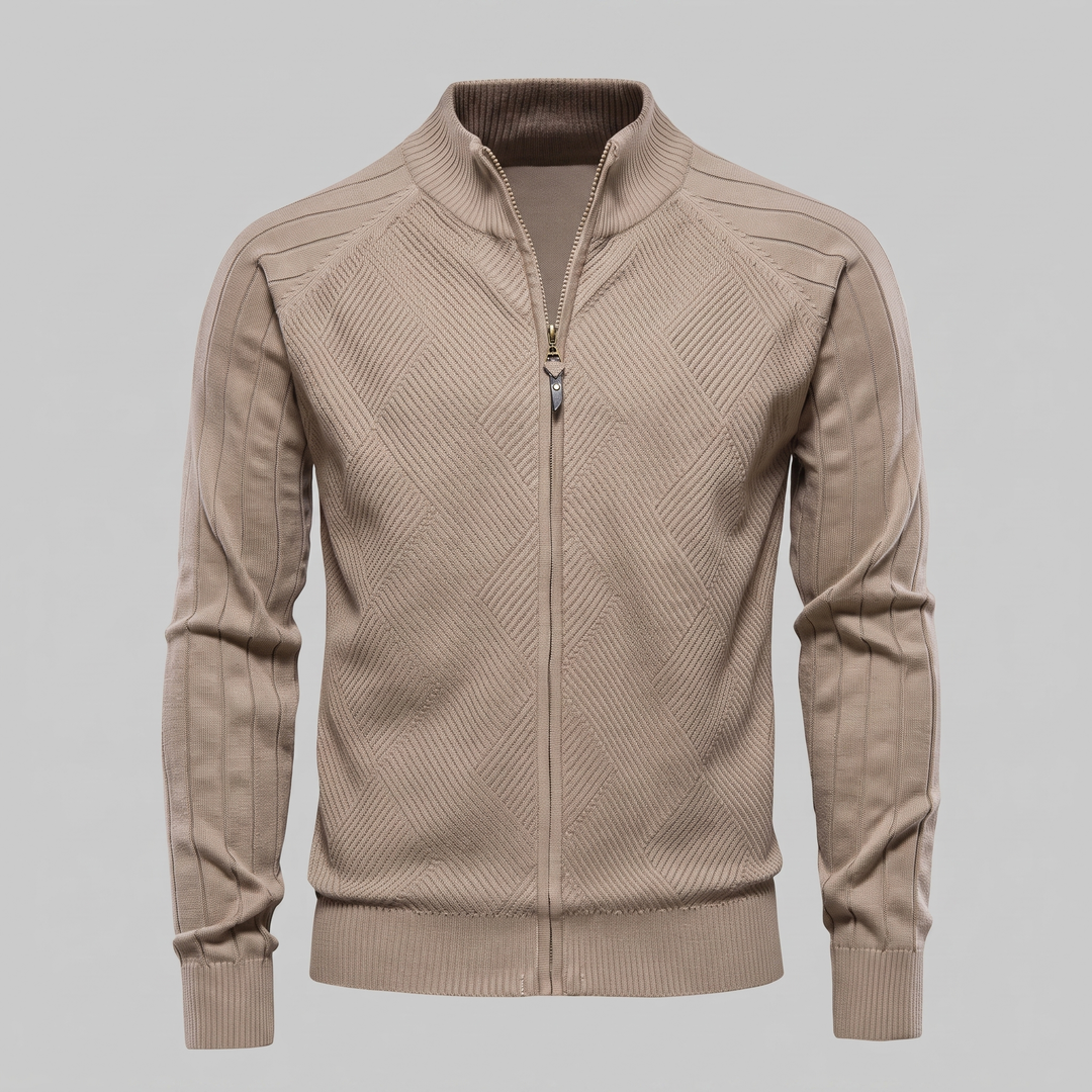Hadrian | Sharp Diamond Knit Zip-Up Cardigan for Men