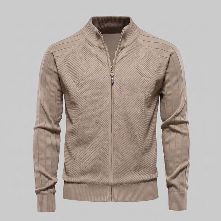 Hadrian | Sharp Diamond Knit Zip-Up Cardigan for Men