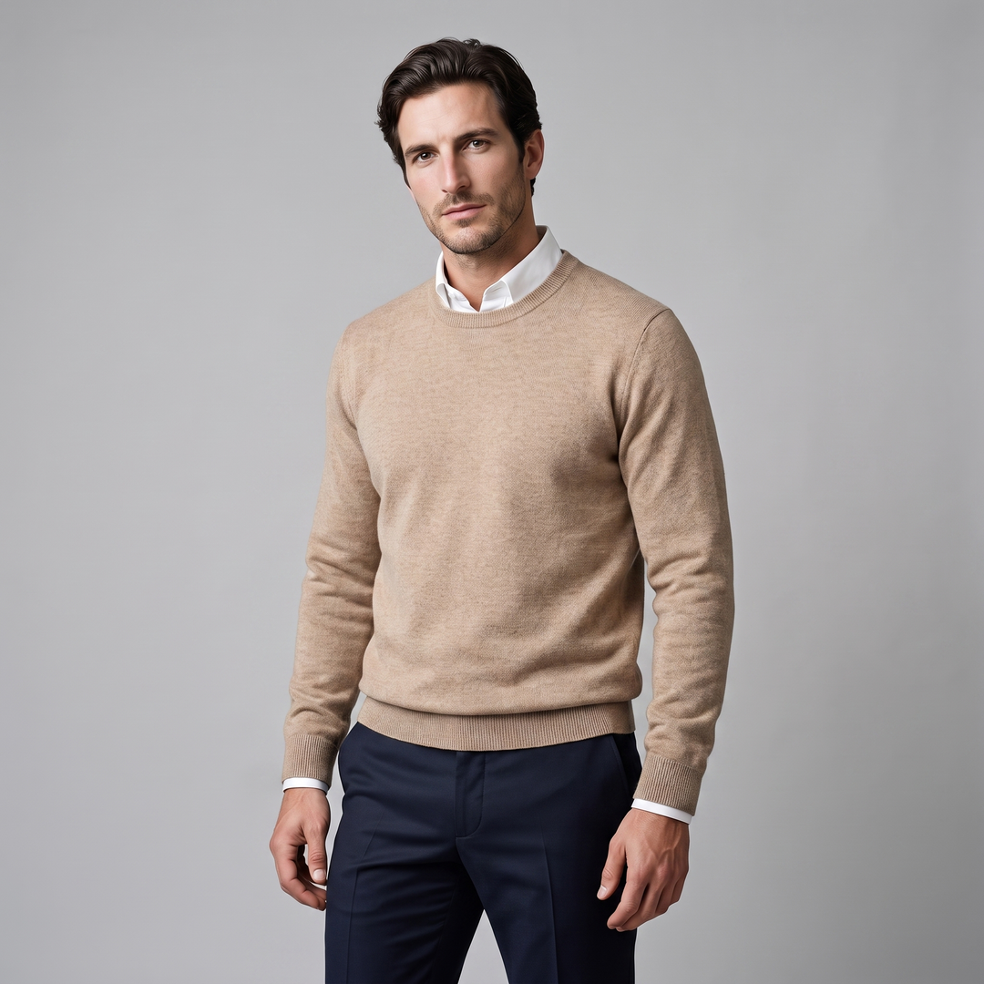 Zachariah | Sleek Fine Knit Crew Neck Jumper for Men