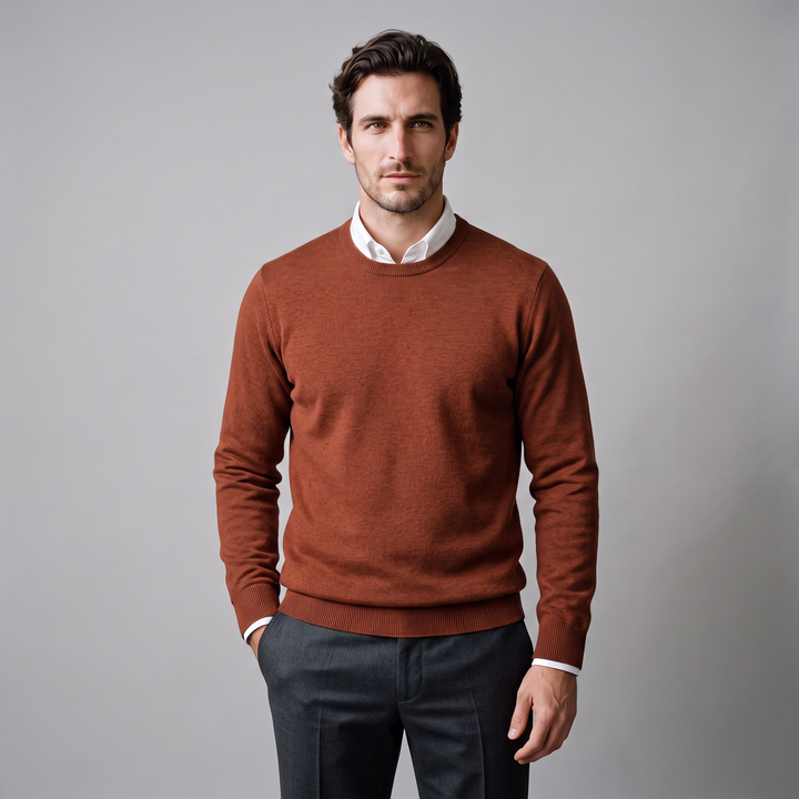 Zachariah | Sleek Fine Knit Crew Neck Jumper for Men