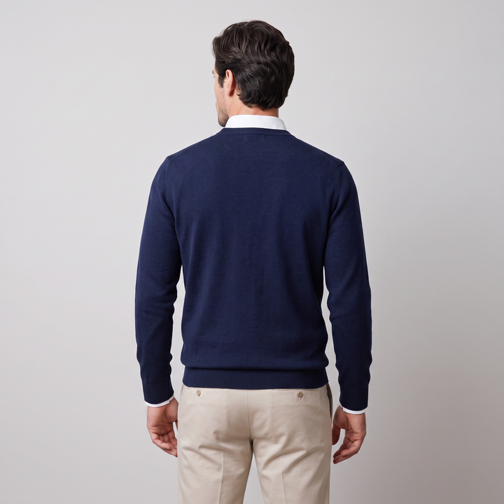 Zachariah | Sleek Fine Knit Crew Neck Jumper for Men