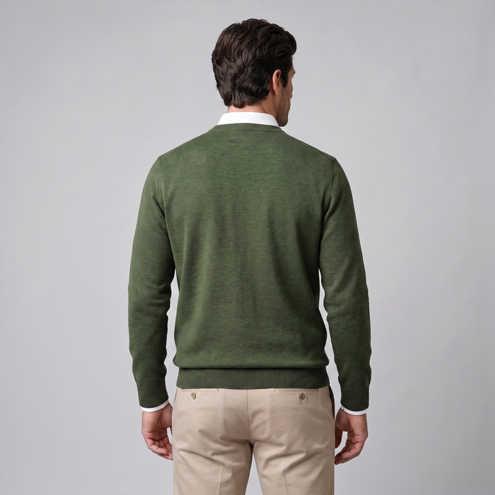 Zachariah | Sleek Fine Knit Crew Neck Jumper for Men