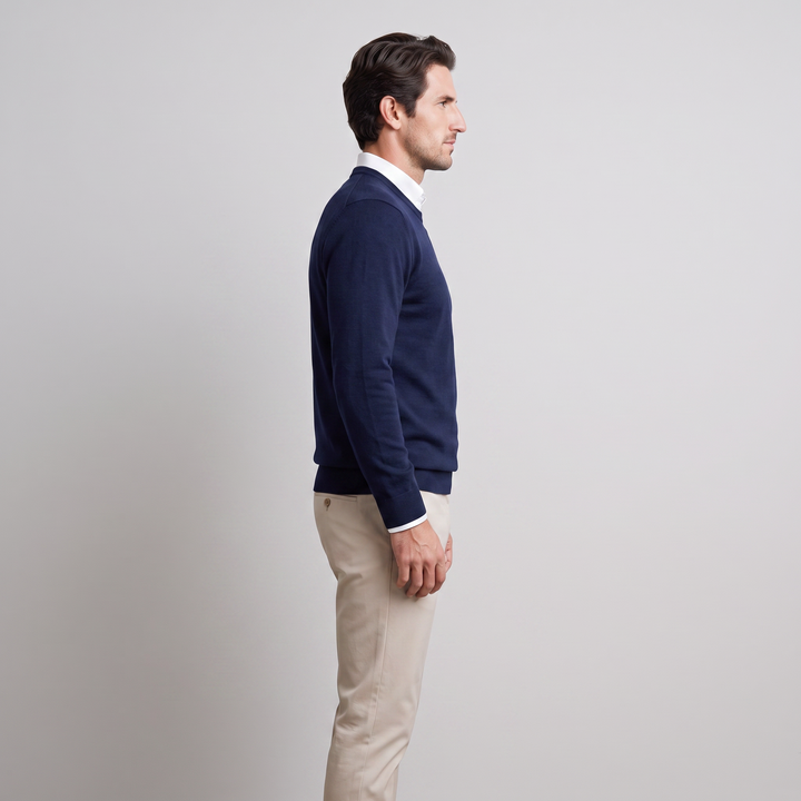 Zachariah | Sleek Fine Knit Crew Neck Jumper for Men