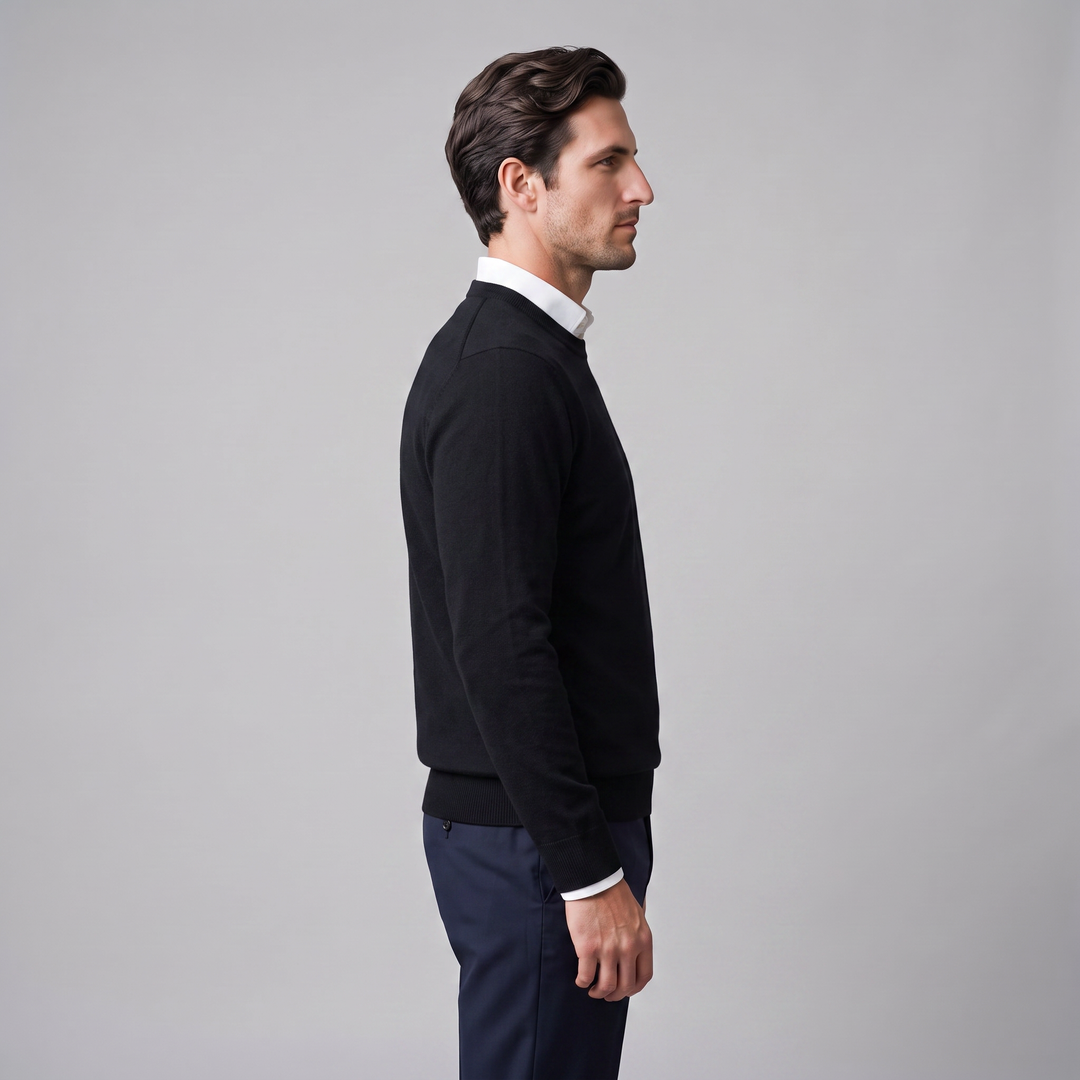 Zachariah | Sleek Fine Knit Crew Neck Jumper for Men