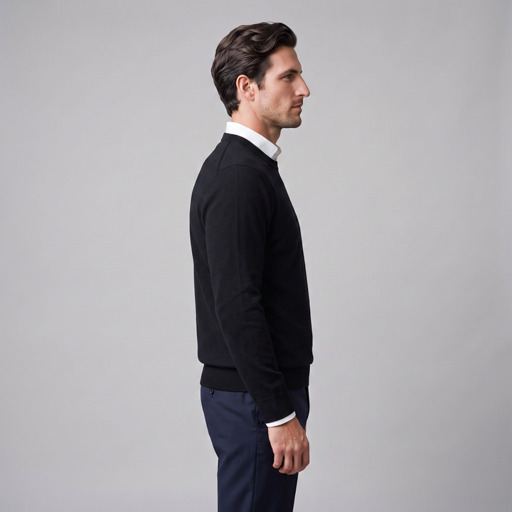 Zachariah | Sleek Fine Knit Crew Neck Jumper for Men