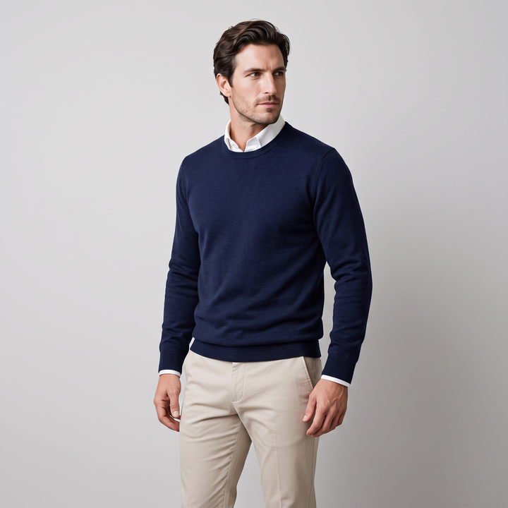 Zachariah | Sleek Fine Knit Crew Neck Jumper for Men