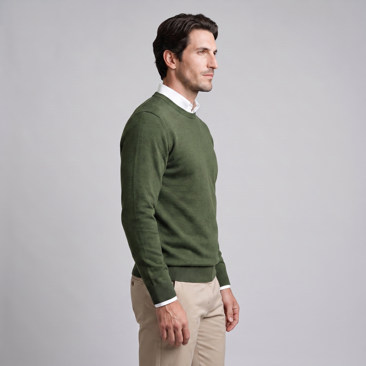 Zachariah | Sleek Fine Knit Crew Neck Jumper for Men